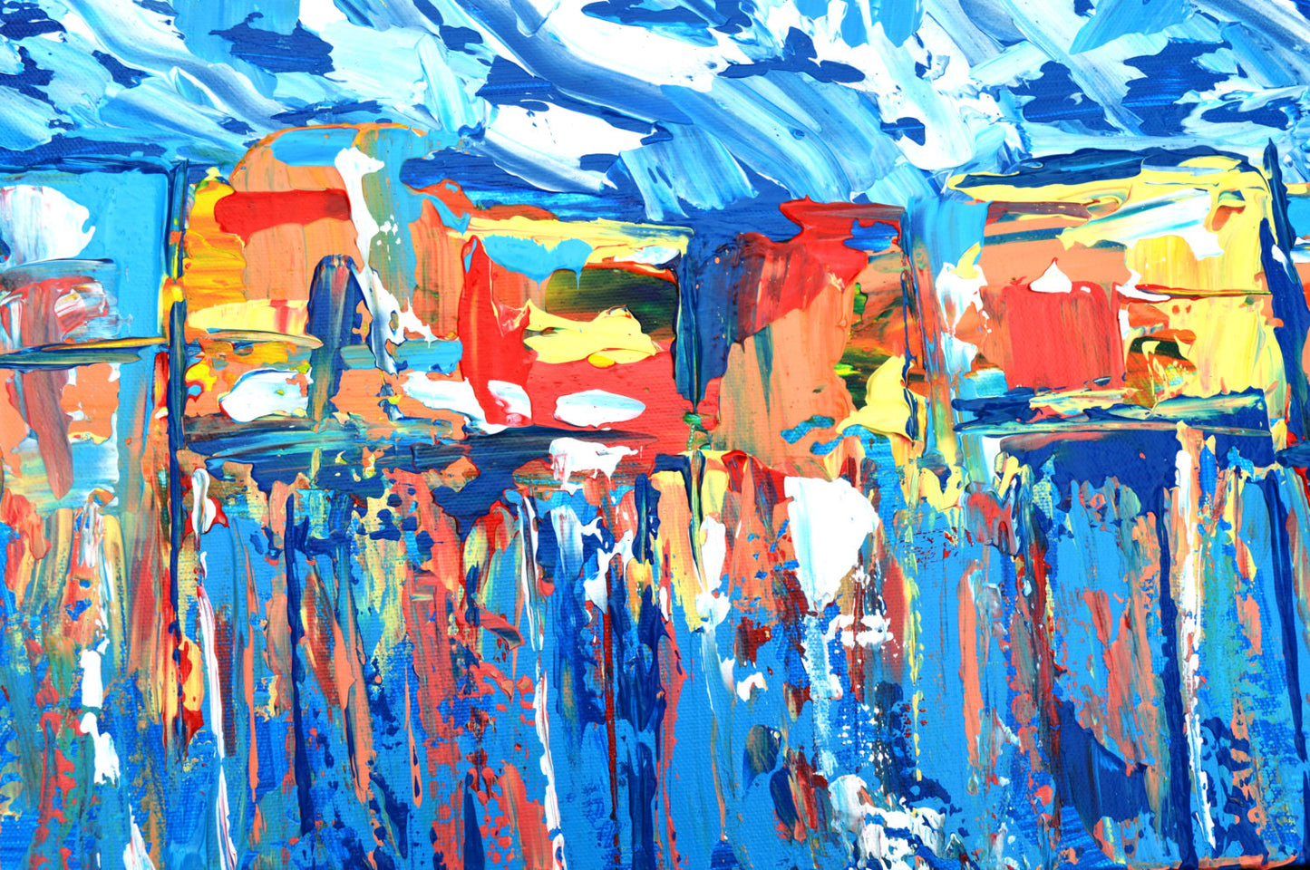 12x36 Acrylic Painting Titled Reflections of the Harbour