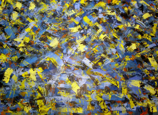 Large Abstract Acrylic Painting Titled Bold Reflections