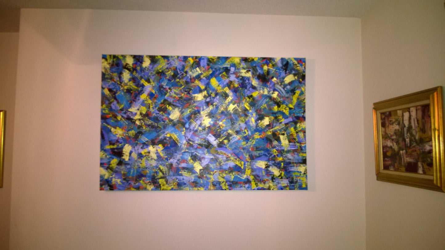 Large Abstract Acrylic Painting Titled Bold Reflections