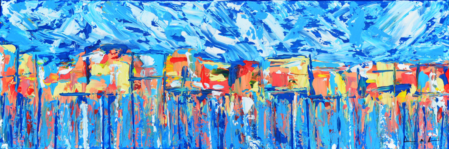 12x36 Acrylic Painting Titled Reflections of the Harbour